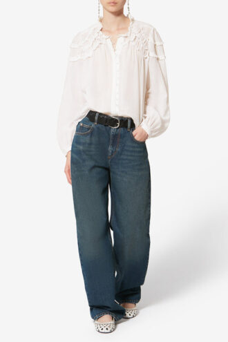 Blusa de algodón fruncida Christa