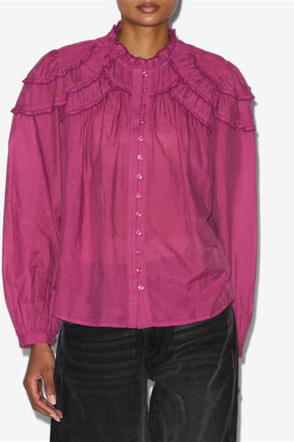 Blusa de algodón fruncida Christa