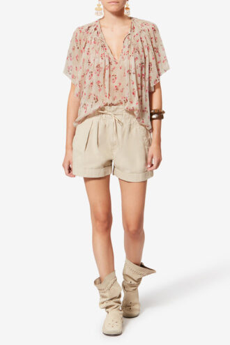 Blusa de muselina estampada de manga corta Neslya