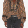 Blusa de voile de algodón estampada Gayle