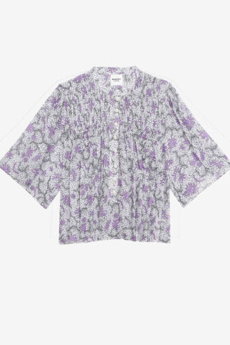 Blusa fruncida Destiny en voile de algodón estampado
