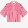 Blusa fruncida Destiny en voile de algodón liso