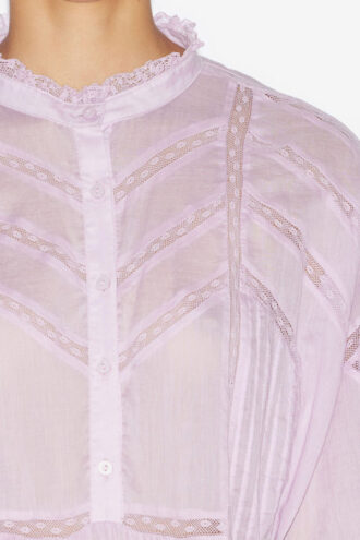 Blusa Gelma en voile de algodón liso y encaje