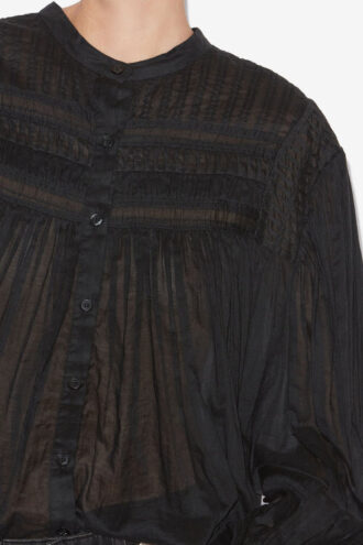 Blusa Plalia de voile de algodón fruncido