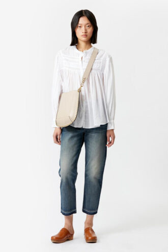 Blusa Plalia de voile de algodón liso fruncido
