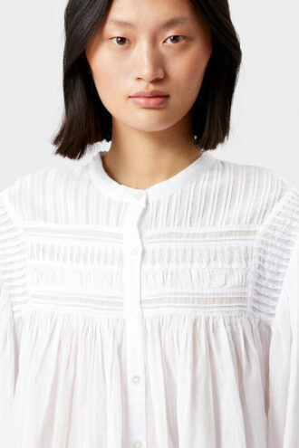Blusa Plalia de voile de algodón liso fruncido