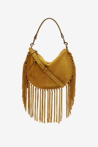 Bolso de mano Oskan Hobo Zip de ante de becerro con flecos