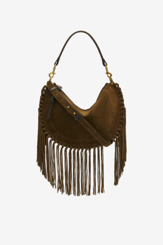 Bolso de mano Oskan Hobo Zip de ante de becerro con flecos