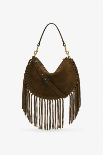 Bolso de mano Oskan Hobo Zip de ante de becerro con flecos