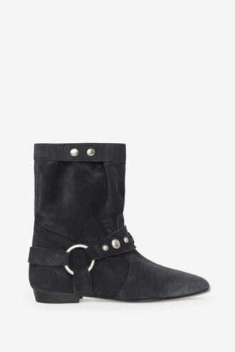 Botas de tacón plano Stania en piel de becerro anteada