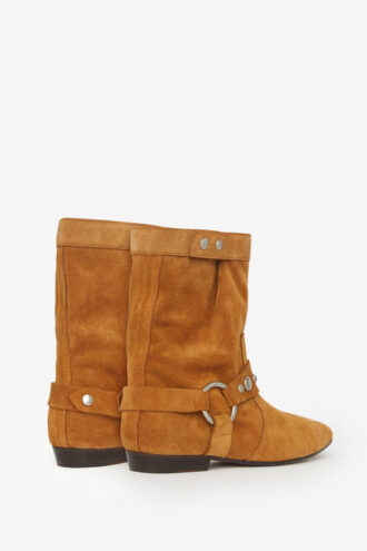 Botas de tacón plano Stania en piel de becerro anteada