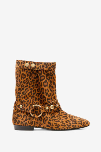 Botas Stania de ante de becerro con tacón plano y estampado