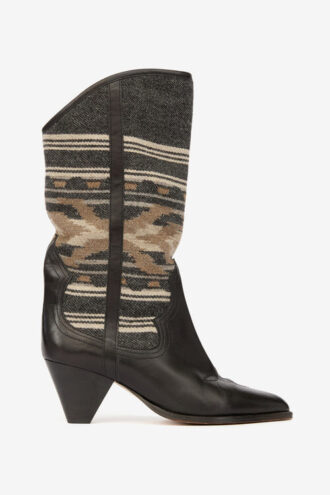 Botas vaqueras Lijita de cuero y jacquard
