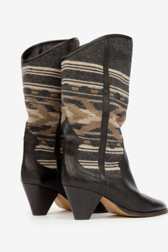 Botas vaqueras Lijita de cuero y jacquard