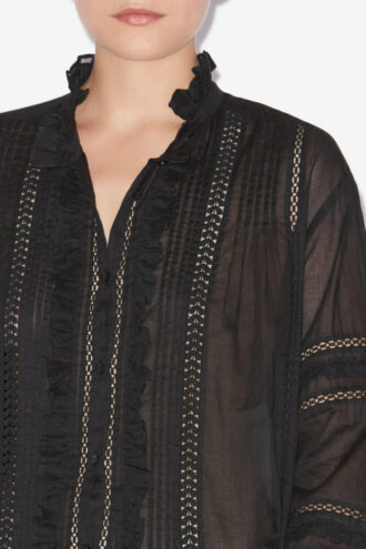 Camisa de voile de algodón calado Valda