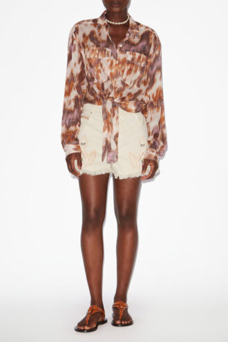 Camisa Nathy de voile de algodón estampada con lazo