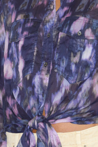 Camisa Nathy de voile de algodón estampada con lazo