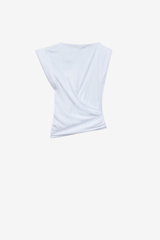 Camiseta corta drapeada de manga corta Maisan