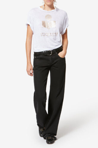 Camiseta de lino liso con logotipo de Zewel