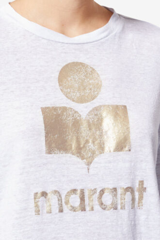 Camiseta de lino liso con logotipo de Zewel