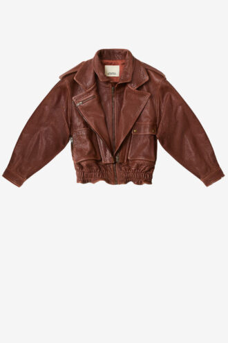 Chaqueta de piel de cordero Aneli con bolsillos