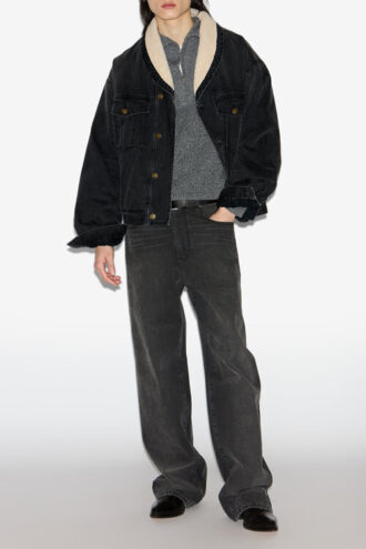 Chaqueta Jackson de denim y piel sintética