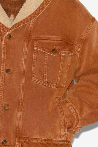 Chaqueta Jackson de denim y piel sintética