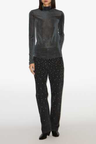 Jadia Lurex Top con cuello alto