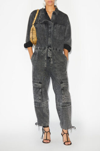 Mono de algodón denim Idany con mangas largas