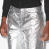 Pantalones Aude de algodón con acabado plateado recubierto