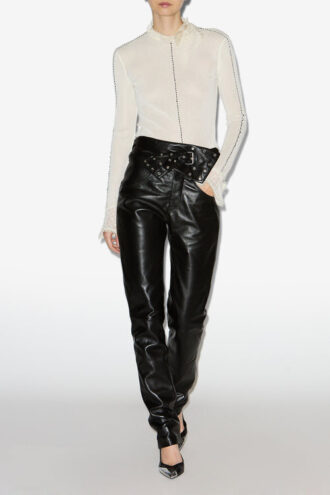 Pantalones rectos de cuero Chazia