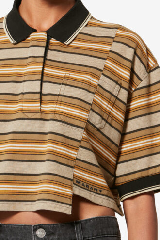 Polo de piqué de algodón a rayas Isalyne