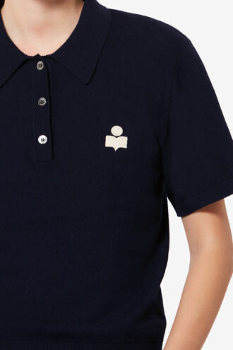 Polo de punto de mezcla de algodón y lana Althea con logotipo