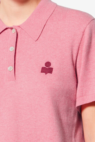 Polo de punto de mezcla de algodón y lana Althea con logotipo