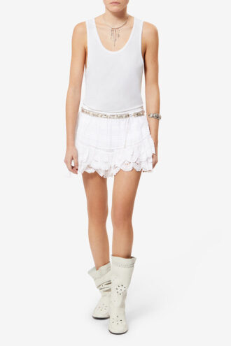 Puria Short Falda pantalón de algodón con volantes y encaje floral