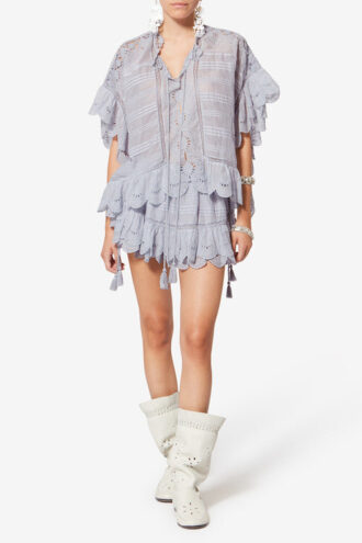 Puria Short Falda pantalón de algodón con volantes y encaje floral