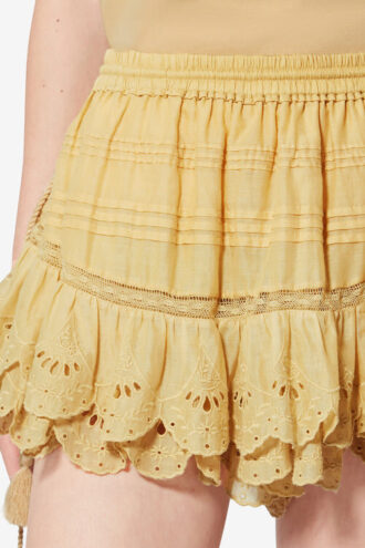 Puria Short Falda pantalón de algodón con volantes y encaje floral