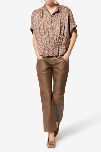 Top Azalea de jacquard de seda floral