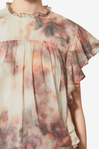 Top Dalyane con volantes de voile de algodón estampado