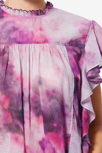 Top Dalyane con volantes de voile de algodón estampado
