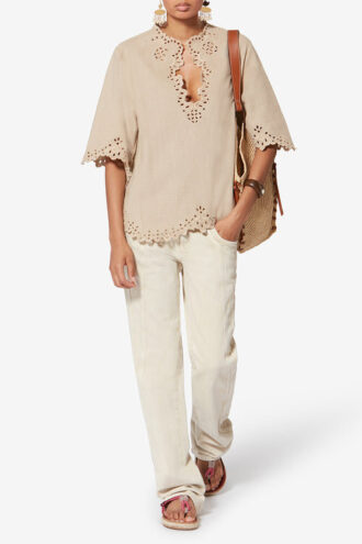 Top de algodón calado estilo túnica Shana
