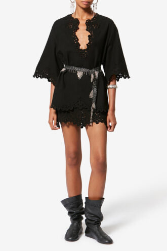 Top de algodón calado estilo túnica Shana