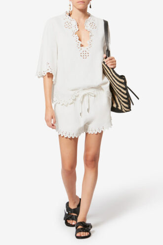 Top de algodón calado estilo túnica Shana