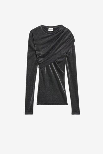 Top de jersey drapeado con lurex Dressi