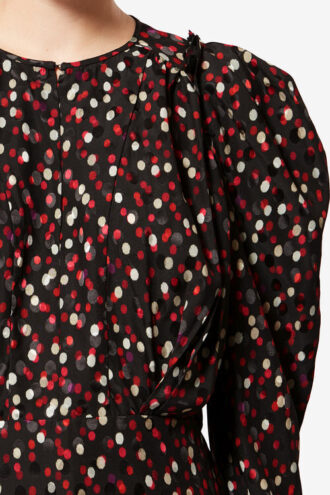 Top de seda con estampado de lunares Zarga