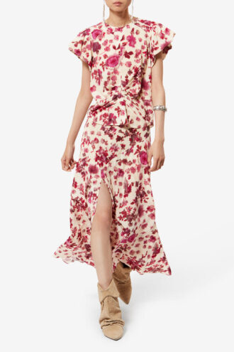 Top Tullya de seda con estampado de rosas