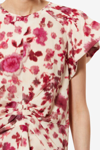 Top Tullya de seda con estampado de rosas