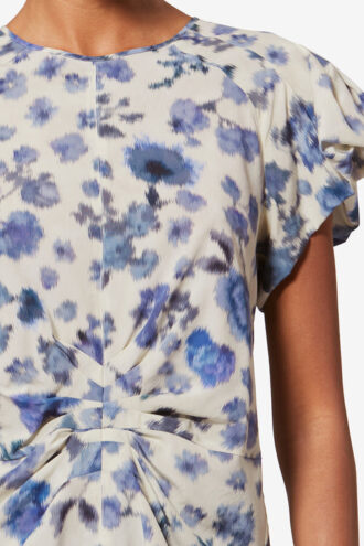Top Tullya estampado de seda elástica drapeada