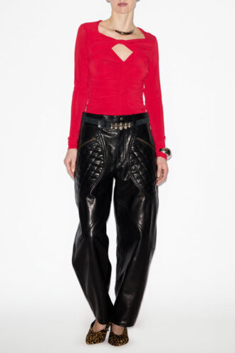 Top Vandalia en jersey fruncido