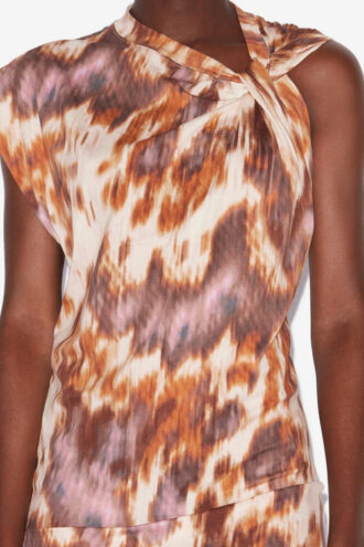 Vestido camiseta asimétrico de jersey con estampado acuarela Leany